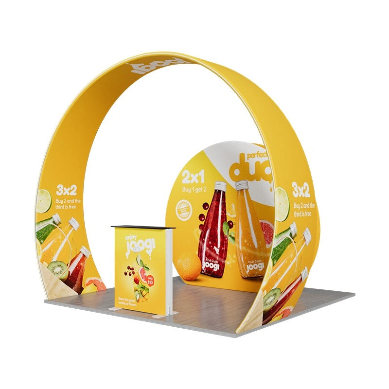 10x10 exhibition booth structure with aluminum frame and fabric graphics