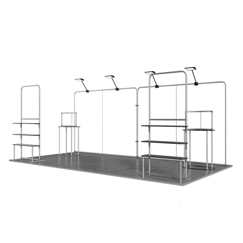 Back view of 10x20 trade show booth showing sturdy frame and fabric installation
