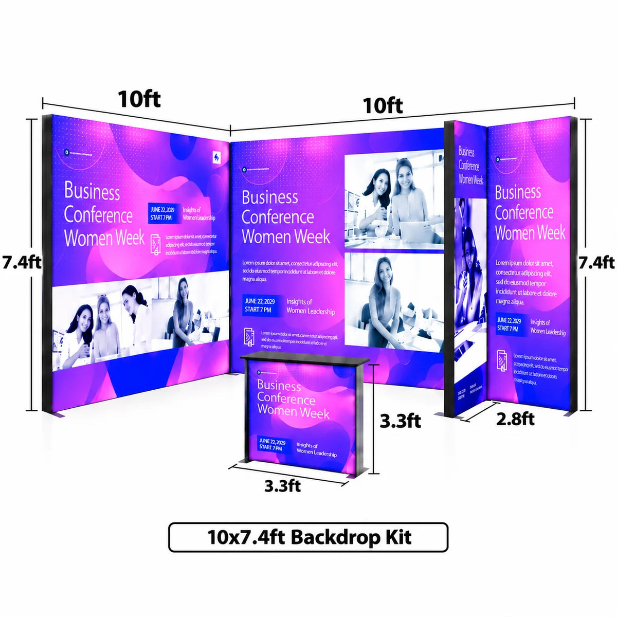10ft SEG lightbox exhibition system with clean, continuous printed graphics