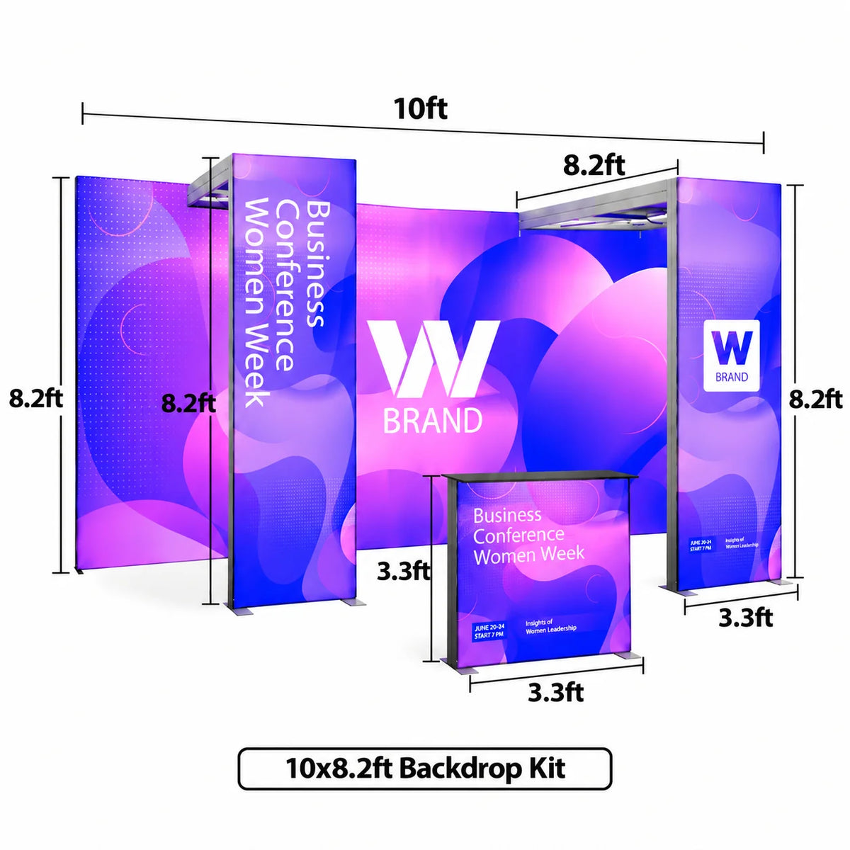 10ft backlit fabric exhibition display with professional graphic finish