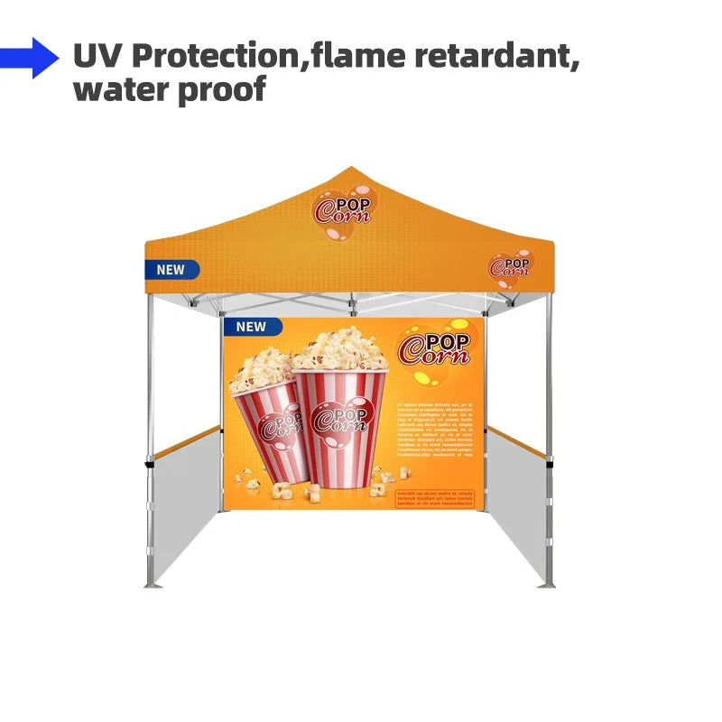 Custom 10x10 canopy tent creating a professional branded space for outdoor events and business promotions