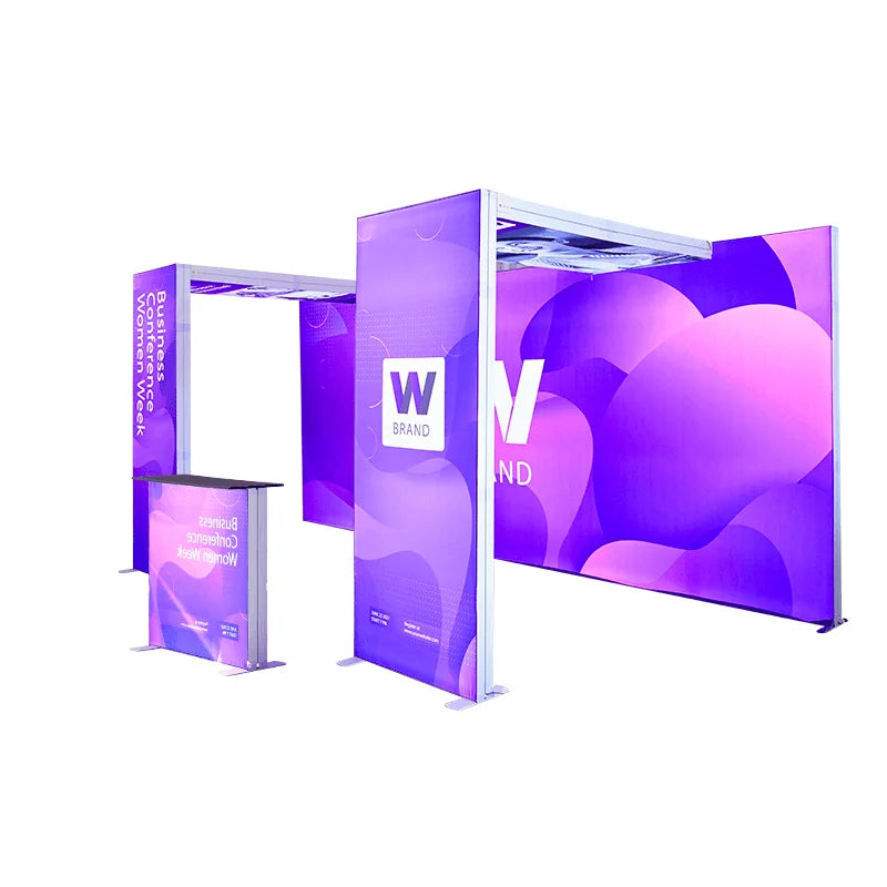 10ft LED backlit exhibition lightbox with custom promotional visuals