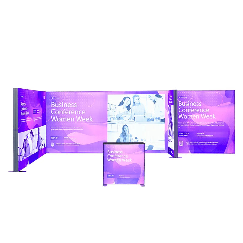 Custom 10ft SEG lightbox exhibition display with illuminated fabric artwork