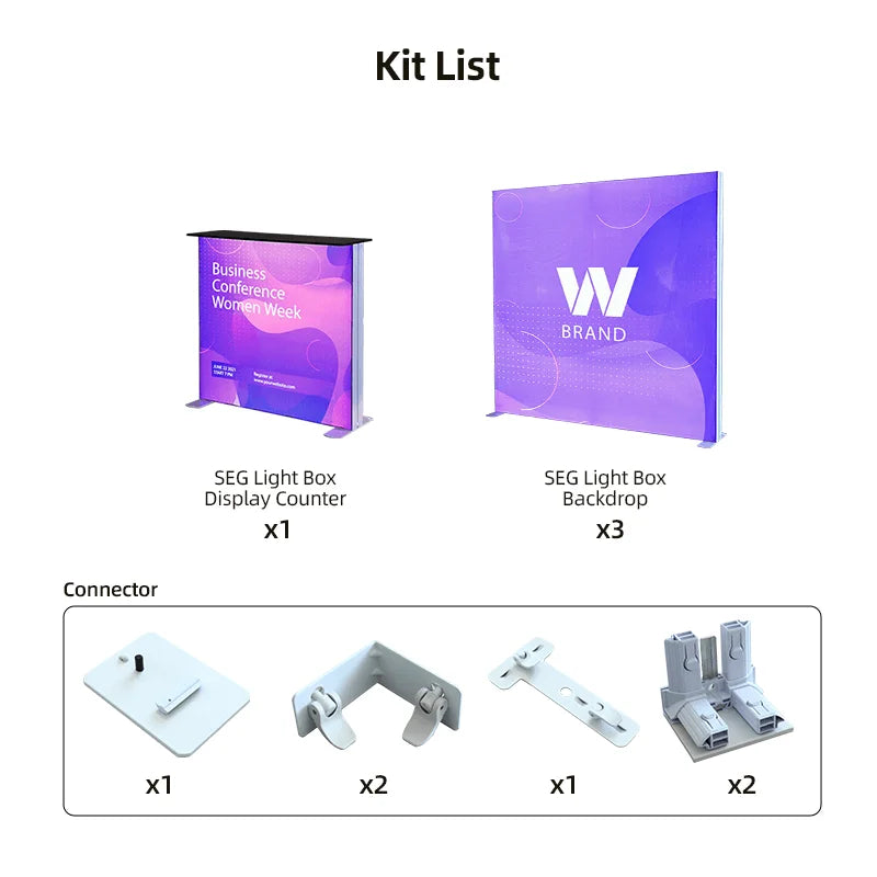 Professional 10ft LED-backlit exhibition display with seamless SEG fabric