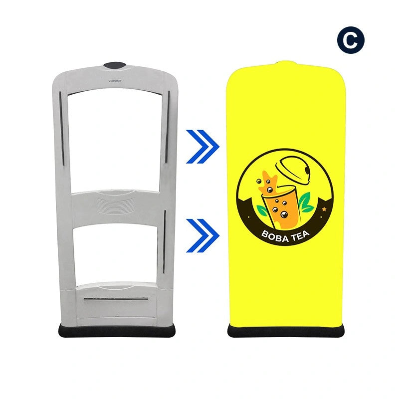 Security gate cover designed for crowd control and brand visibility