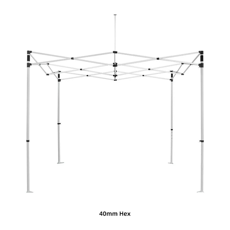 10x10 branded event tent creating covered space for product demonstrations, displays, and visitor interactions