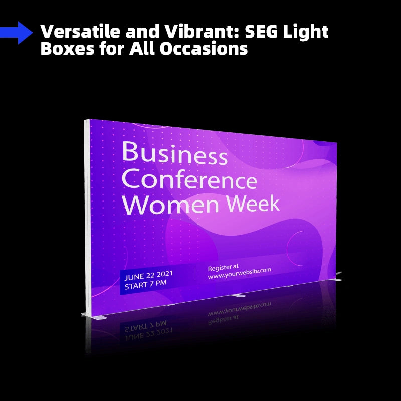 Aluminum frame SEG light box designed for trade shows and retail spaces