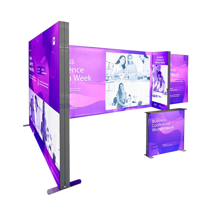 Custom printed 10ft SEG fabric lightbox for exhibition booth branding