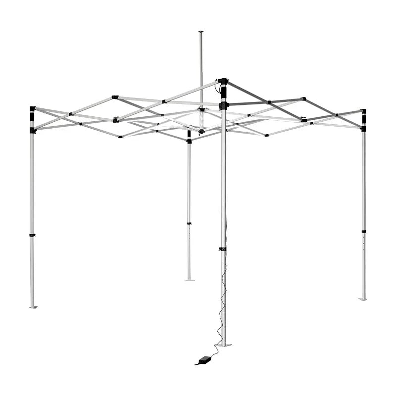 10x10 LED canopy tent providing illuminated coverage for products, signage, and customer engagement.