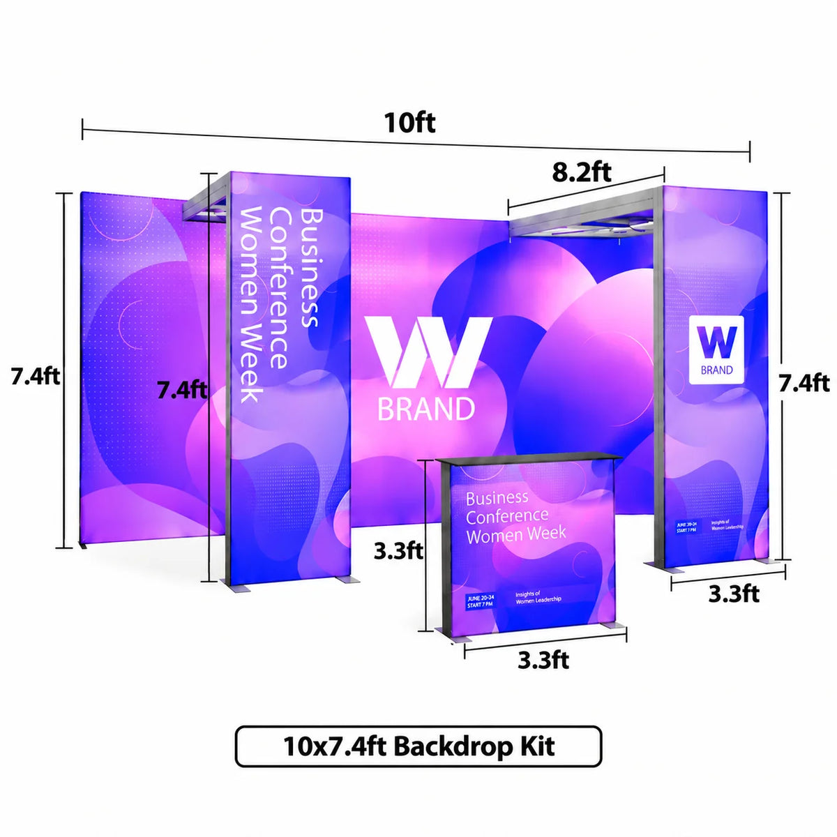 10ft exhibition backdrop featuring smooth silicone-edge fabric graphics