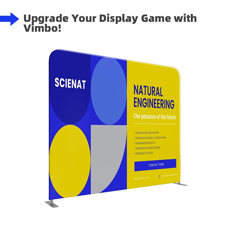 Close-up of wrinkle-free tension fabric vision board graphic vibrant dye-sublimated print for dream wall display stand
