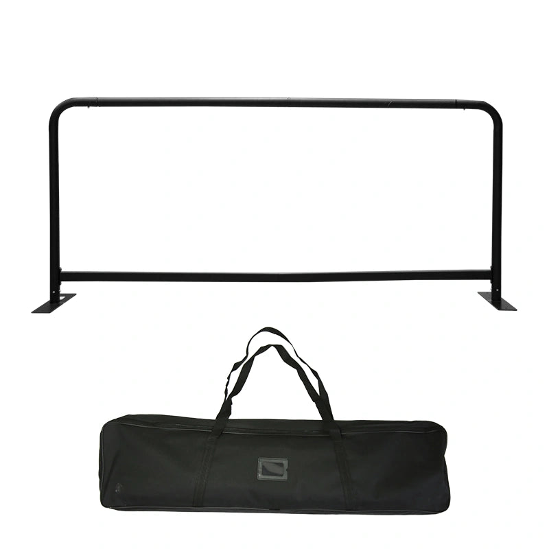 Custom graphic barricade jacket fitted over crowd control barriers for branded event spaces