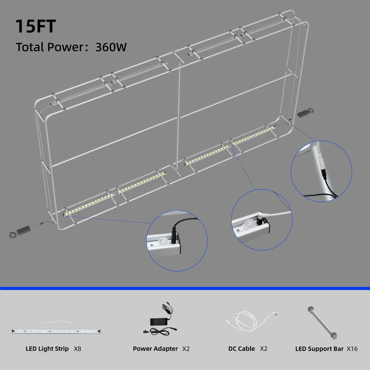 Trade show 3D backdrop display with aluminum frame construction