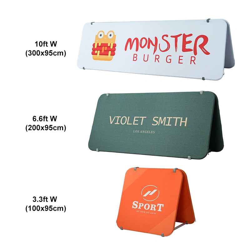Double-sided A-frame banner stand for storefront advertising