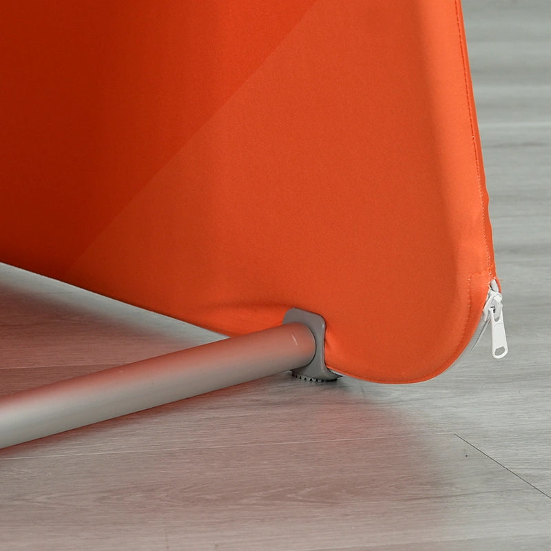 Close-up of graphic detail on A-frame banner stand