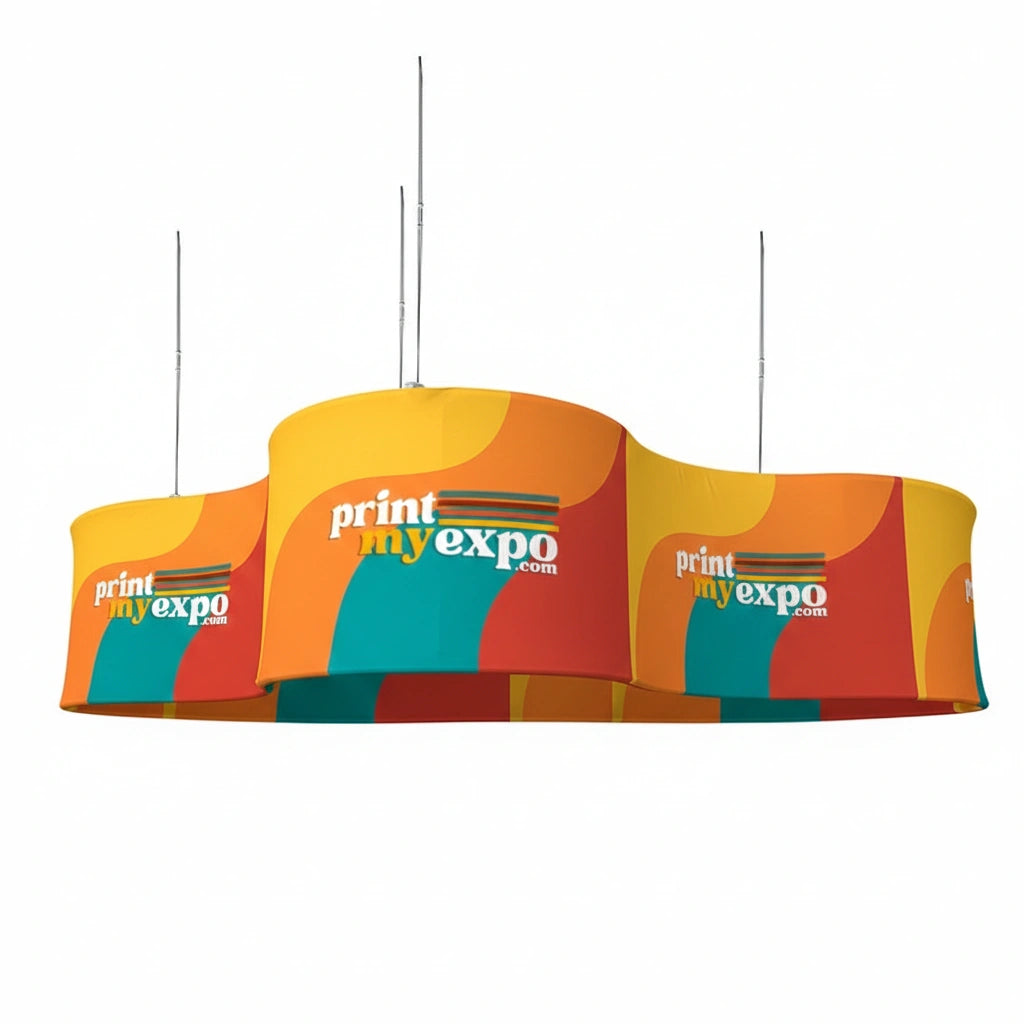Custom cloud shaped hanging sign for trade show display