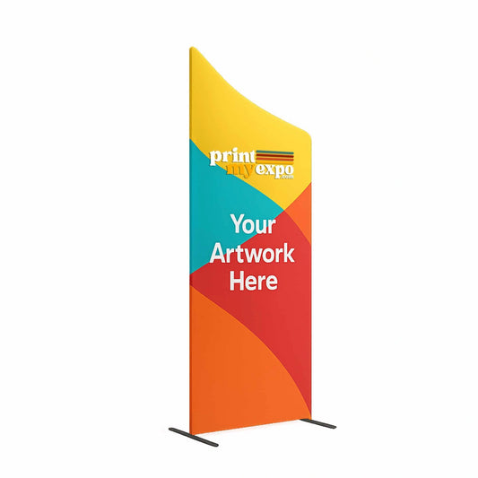 Magnetic concave slope fabric banner stand with curved tension fabric display