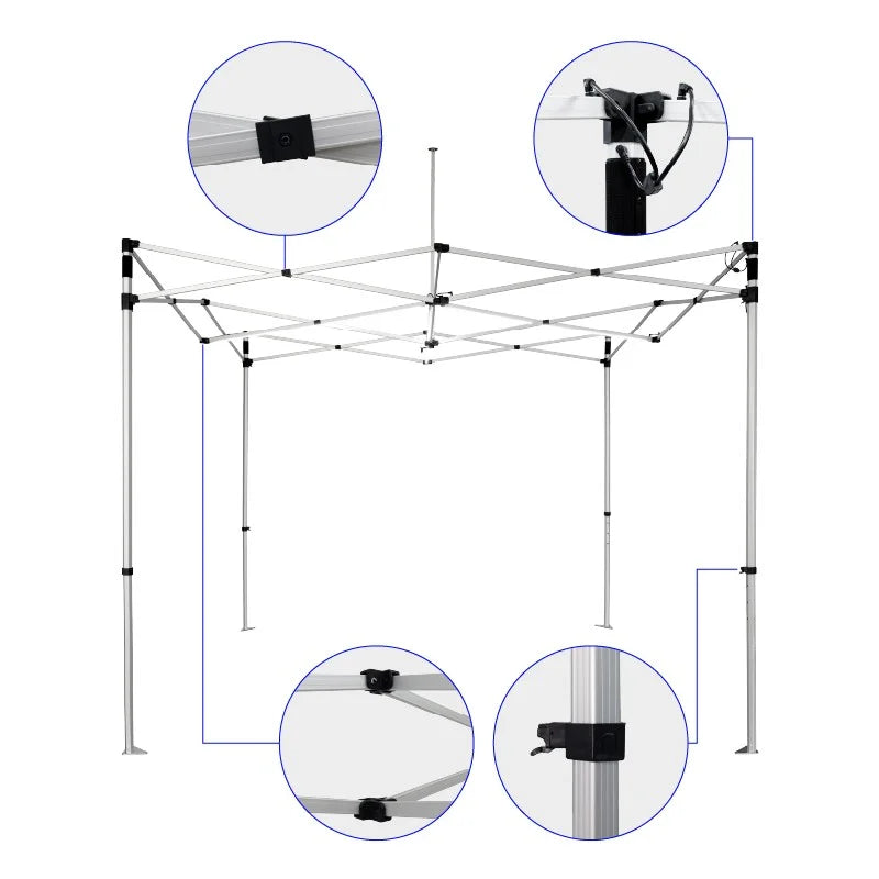 Portable lighted canopy tent with custom graphics for exhibitions, festivals, markets, and promotional events.