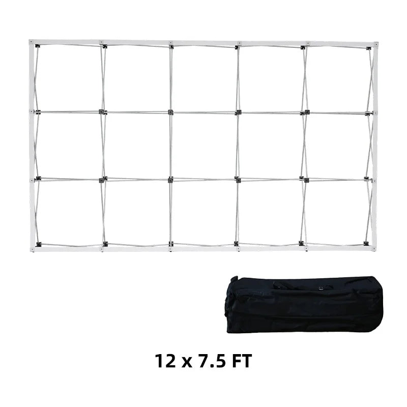 Portable pop up fabric wall with stay-on graphics for quick event setup and breakdown