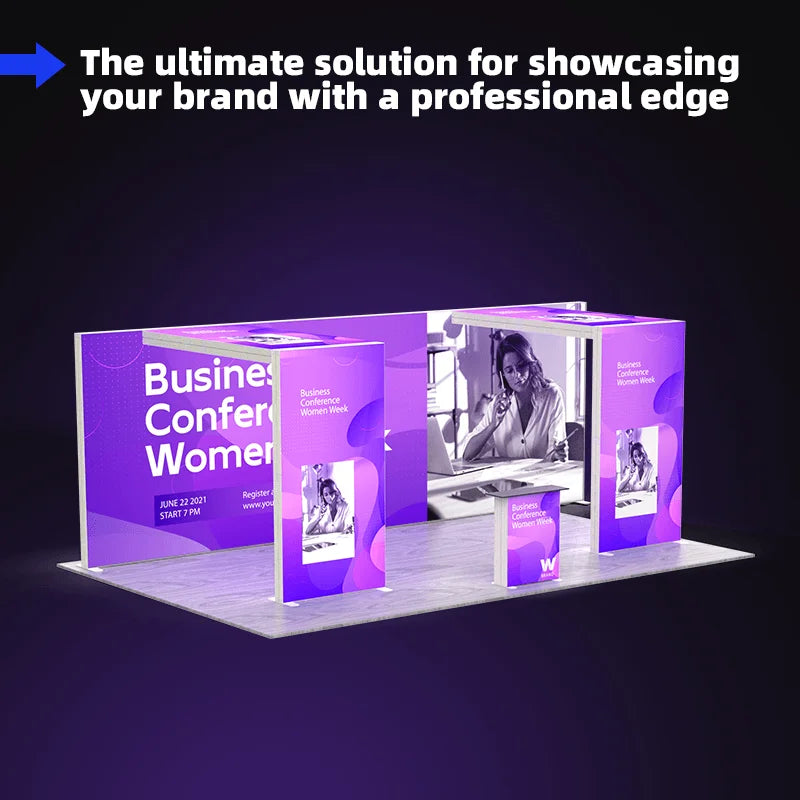 10ft Tradeshow SEG Modular Lightbox Display Kit H with LED-backlit graphics