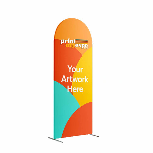 Magnetic arch fabric banner stand with curved modular design